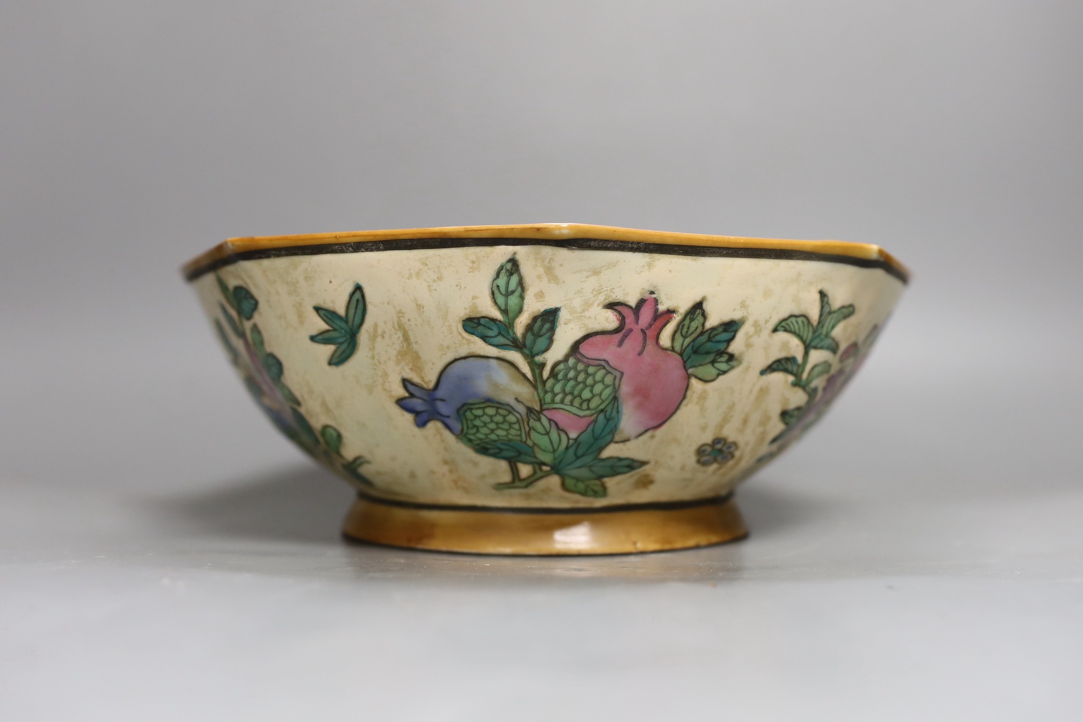 A Chinese Kangxi style blue and white ‘qilin’ dish and a famille rose octagonal dish, largest 33cm diameter